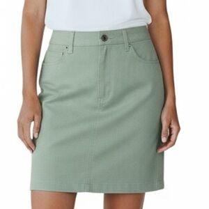 👛 (ANY 2/$20)Vintage STREET WORN Jean Style Stretchy Cotton Green Skirt 15/16